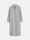 Alex Mill Striped Cotton And Linen-blend Midi Shirt Dress In Green/off White