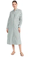 Alex Mill Striped Cotton And Linen-blend Midi Shirt Dress In Green/off White
