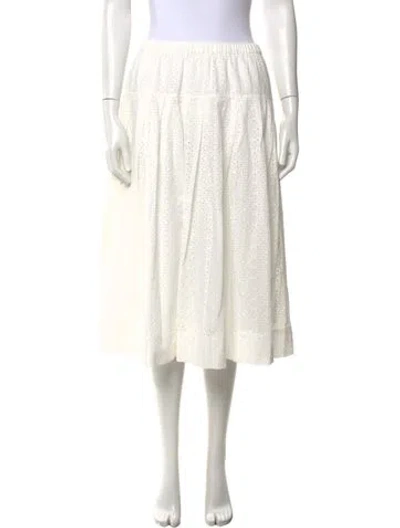 Pre-owned Alex Mill Lace Pattern Midi Length Skirt In White