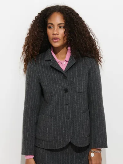 Alex Mill Lafayette Jacket In Pinstripe Double-faced Wool In Charcoal/white