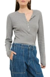 Alex Mill Laine Cotton Blend Rib Henley In Gray
