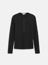 Alex Mill Laine Henley In Fine Rib In Black