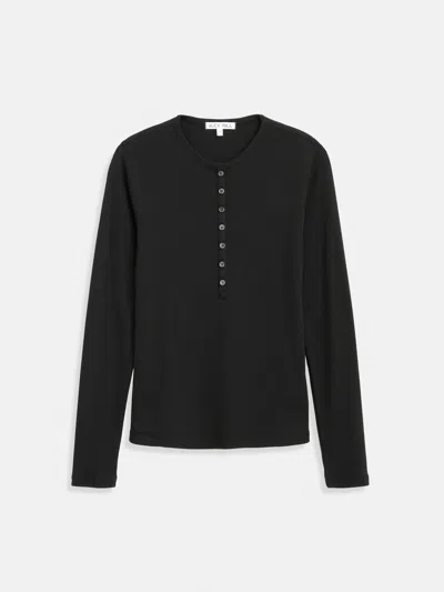 Alex Mill Laine Henley In Fine Rib In Black