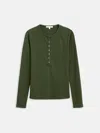 Alex Mill Laine Henley In Fine Rib In Green
