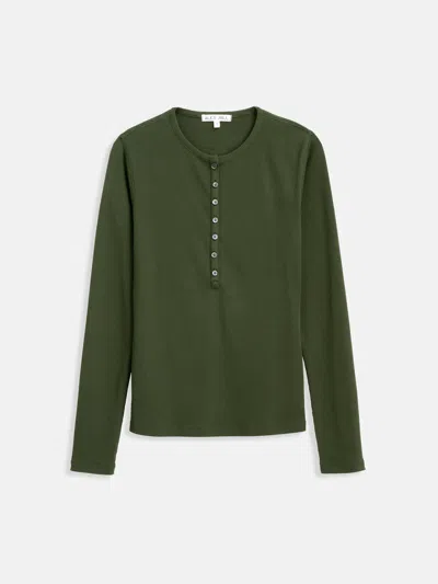 Alex Mill Laine Henley In Fine Rib In Green