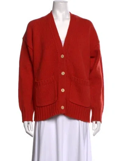 Pre-owned Alex Mill Lambswool V-neck Sweater In Red