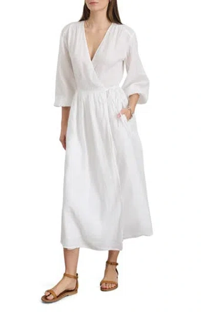 Alex Mill Lauren Long Sleeve Linen Wrap Dress In White