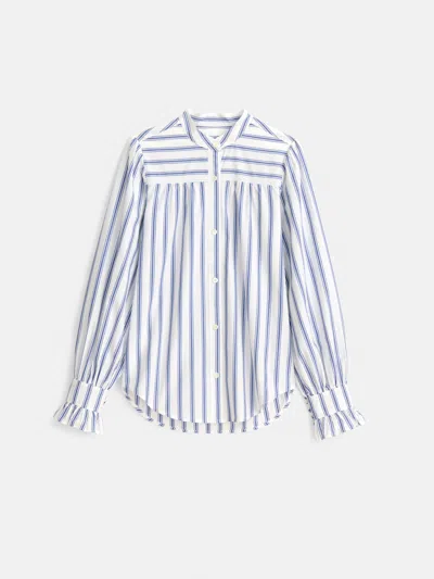 Alex Mill Lee Ruffle Cuff Shirt In Blue/white