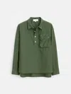 Alex Mill Leo Popover In Paper Cotton In Faded Olive