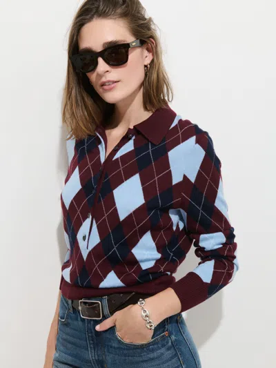Alex Mill Lillian Polo In Argyle Merino Wool In Multi