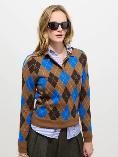 Alex Mill Lillian Polo In Argyle Merino Wool In Multi
