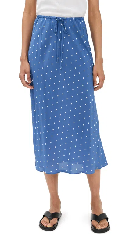 Alex Mill Lilly Polka Dot Midi Skirt In Blue