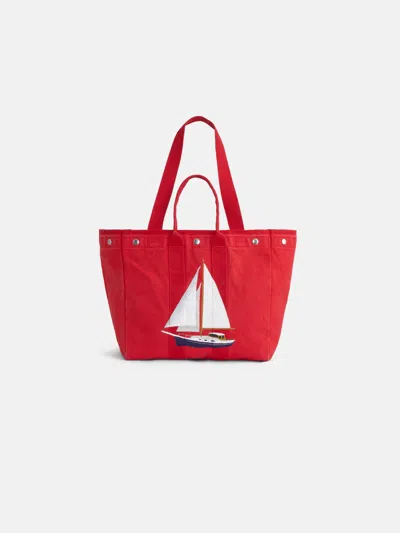 Alex Mill Limited Edition Painted Perfect Weekday Boat Tote In Red