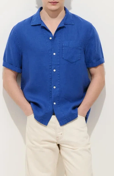 Alex Mill Linen Camp Shirt In Blue