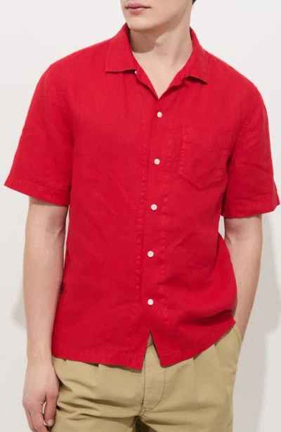 Alex Mill Linen Camp Shirt In Red