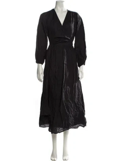 Pre-owned Alex Mill Linen Long Dress In Black