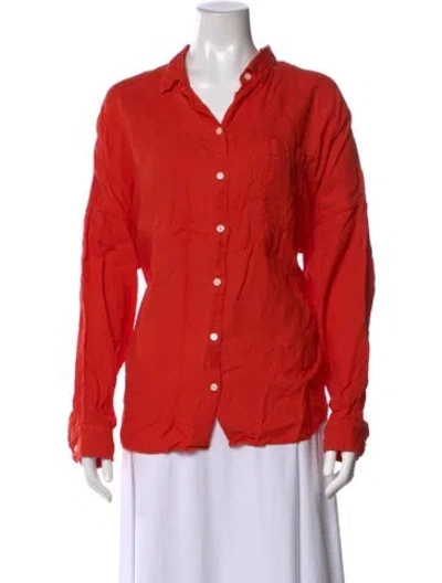 Pre-owned Alex Mill Linen Long Sleeve Button-up Top In Orange