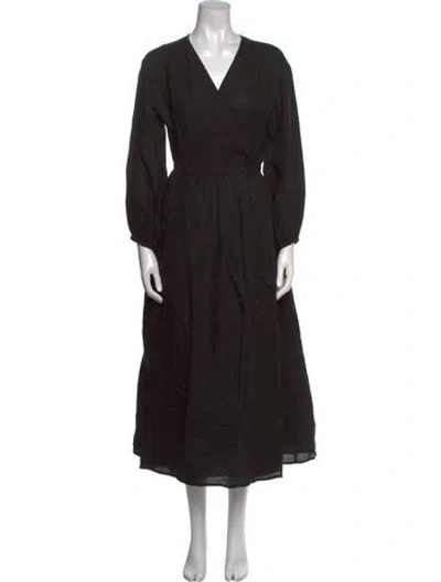 Pre-owned Alex Mill Linen Midi Length Dress In Black