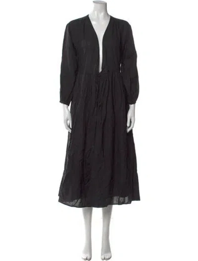 Pre-owned Alex Mill Linen Midi Length Dress In Black