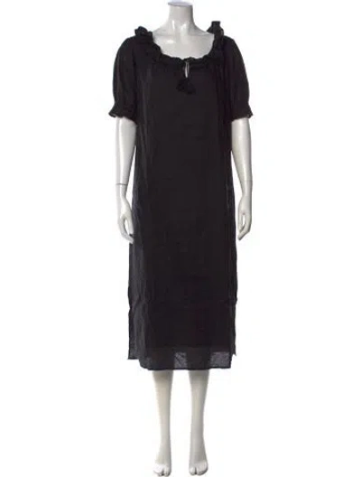 Pre-owned Alex Mill Linen Midi Length Dress In Black