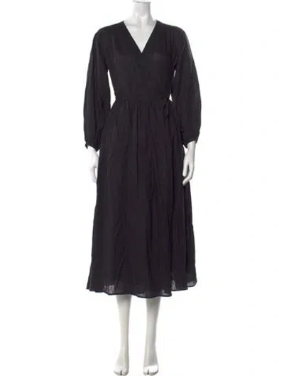 Pre-owned Alex Mill Linen Midi Length Dress In Black