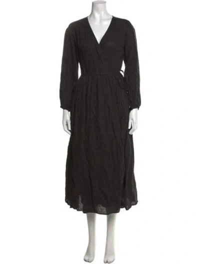 Pre-owned Alex Mill Linen Midi Length Dress In Black
