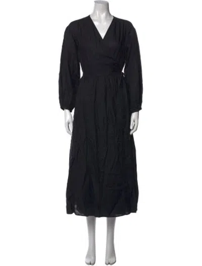 Pre-owned Alex Mill Linen Midi Length Dress In Black