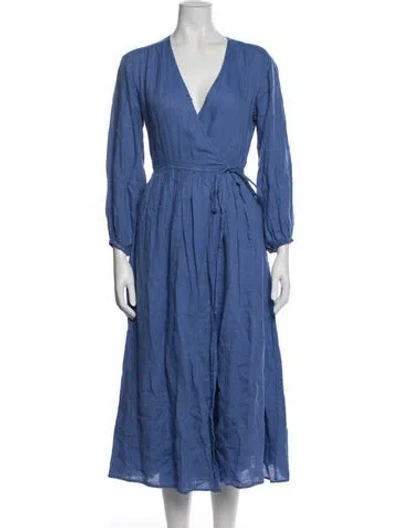 Pre-owned Alex Mill Linen Midi Length Dress In Blue