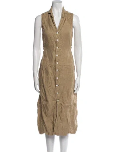 Pre-owned Alex Mill Linen Midi Length Dress In Brown