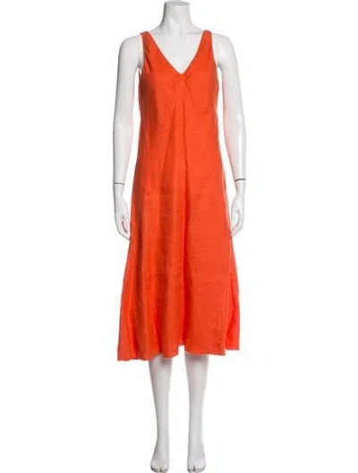Pre-owned Alex Mill Linen Midi Length Dress In Orange