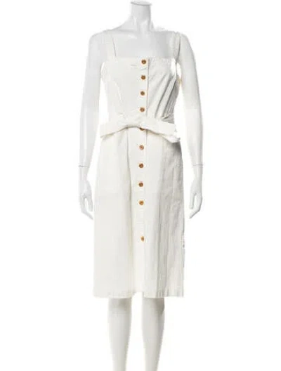 Pre-owned Alex Mill Linen Midi Length Dress In White