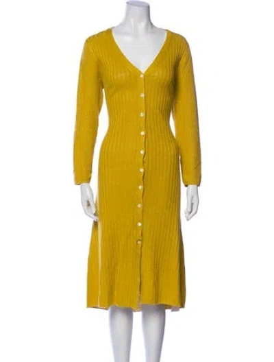 Pre-owned Alex Mill Linen Midi Length Dress In Yellow