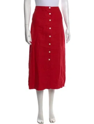 Pre-owned Alex Mill Linen Midi Length Skirt In Orange