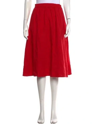 Pre-owned Alex Mill Linen Midi Length Skirt In Red