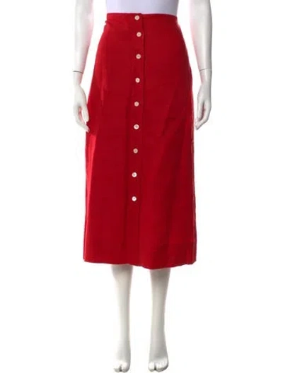 Pre-owned Alex Mill Linen Midi Length Skirt In Red