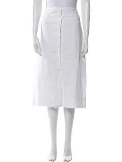Pre-owned Alex Mill Linen Midi Length Skirt In White