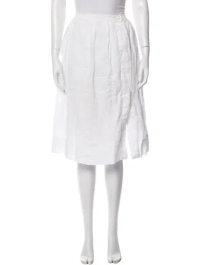 Pre-owned Alex Mill Linen Midi Length Skirt In White