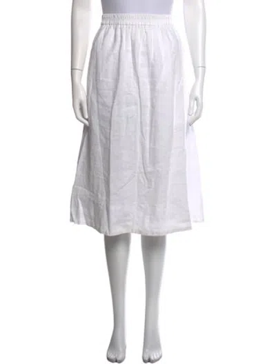 Pre-owned Alex Mill Linen Midi Length Skirt In White