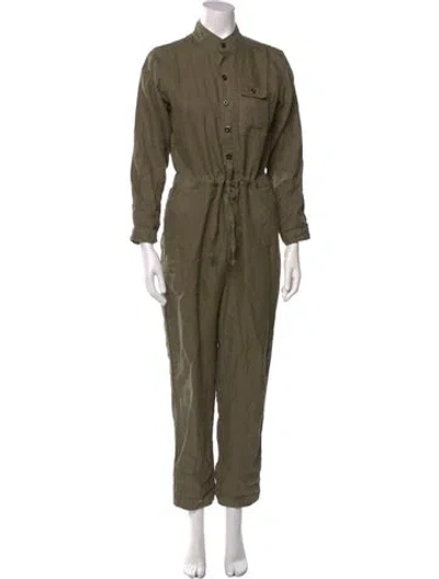 Pre-owned Alex Mill Linen Mock Neck Jumpsuit In Green