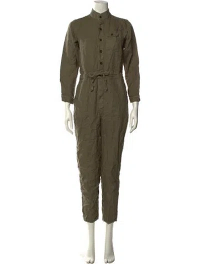 Pre-owned Alex Mill Linen Mock Neck Jumpsuit In Green