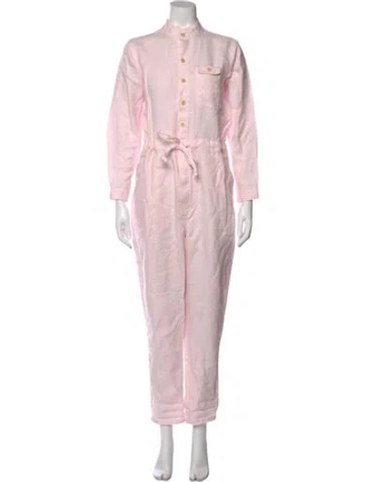 Pre-owned Alex Mill Linen Mock Neck Jumpsuit In Pink