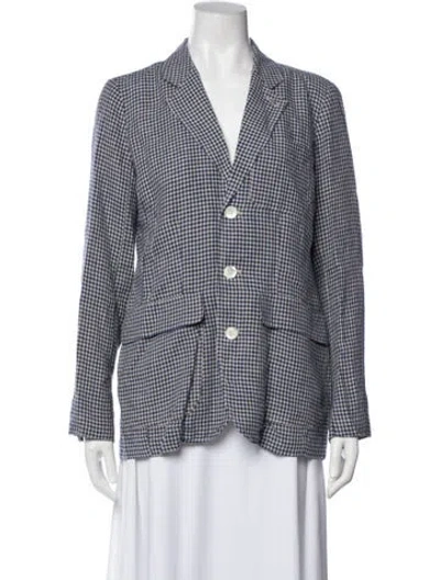 Pre-owned Alex Mill Linen Plaid Print Blazer In Blue