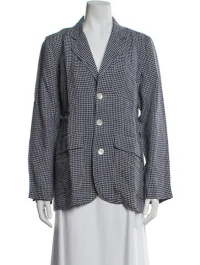 Pre-owned Alex Mill Linen Plaid Print Blazer In Blue
