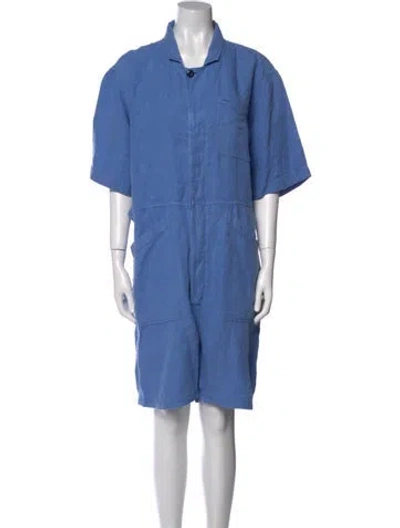Pre-owned Alex Mill Linen Romper In Blue