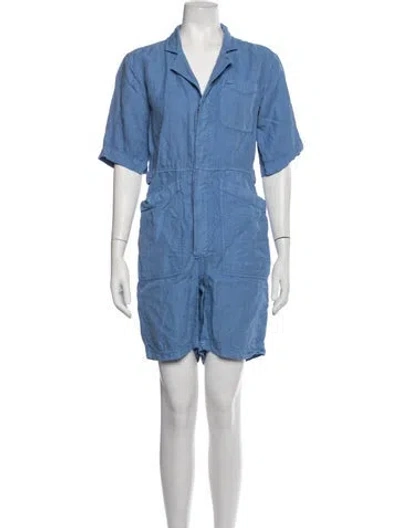 Pre-owned Alex Mill Linen Romper In Blue