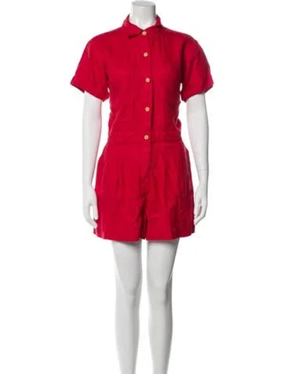 Pre-owned Alex Mill Linen Romper W/ Tags In Red