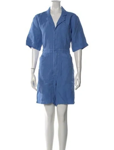 Pre-owned Alex Mill Linen Scoop Neck Romper In Blue