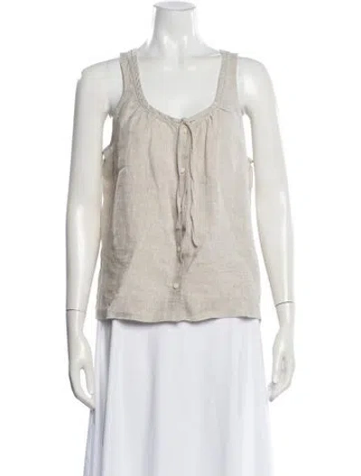 Pre-owned Alex Mill Linen Scoop Neck Top In White