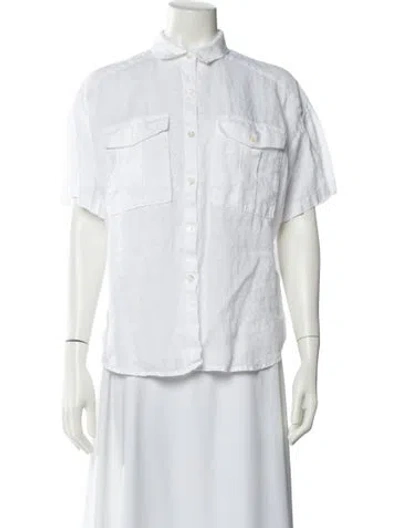 Pre-owned Alex Mill Linen Short Sleeve Button-up Top In White
