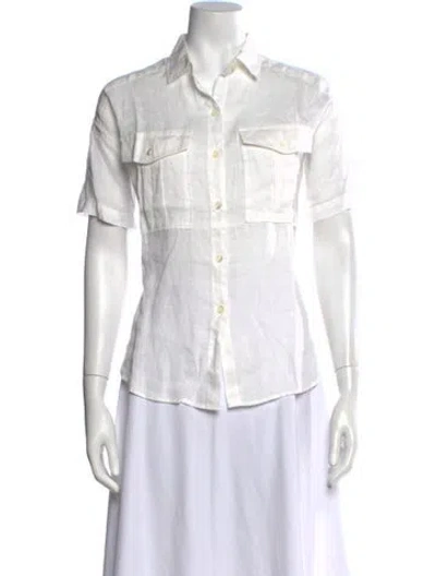 Pre-owned Alex Mill Linen Short Sleeve Button-up Top In White